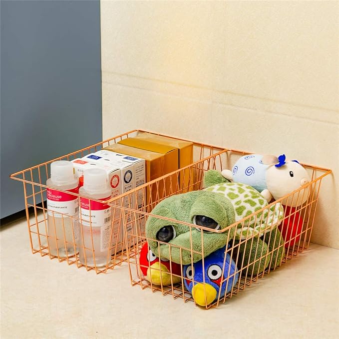 SANNO Wire Storage Basket, Farmhouse Pantre Freezer Baskets bins Metal Baskets - Image 2