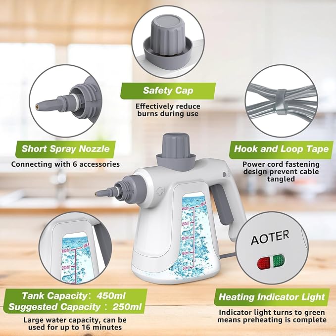 Pressurized Handheld Steam Cleaner, Portable Multi-Surface Cleaner - Image 6