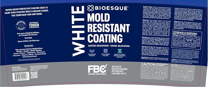 Bioesque Mold Resistant Coating, Water-Resistant, Stain-Blocking, Fast-Drying - Image 2