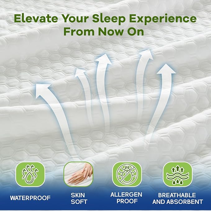 Premium Tencel California King Mattress Protector Cover in White, Natural and - Image 4