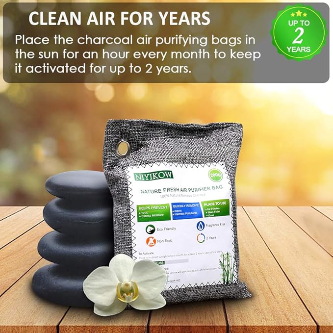 NIYIKOW Charcoal Bags Odor Absorber, Nature Fresh Bamboo Charcoal Air Purifying - Image 7