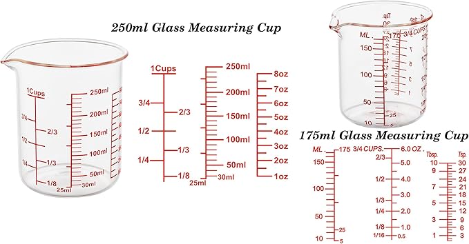 Ackers 7-Piece Glass Measuring Cup Set, Borosilicate Beaker Style Nesting - Image 7