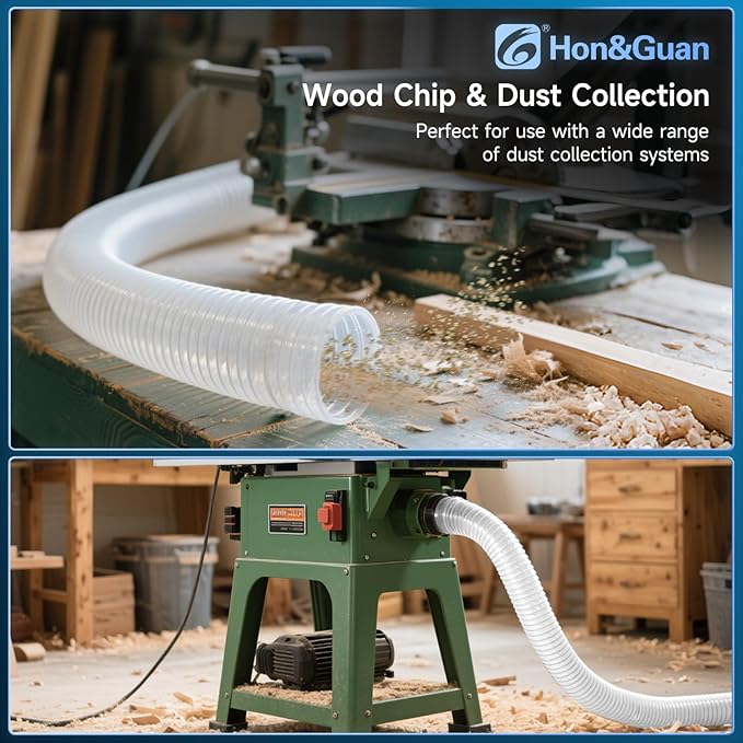 Hon&Guan 4" x 20' Dust Collection Hose, Flexible Clear Odorless PVC Dust - Image 2