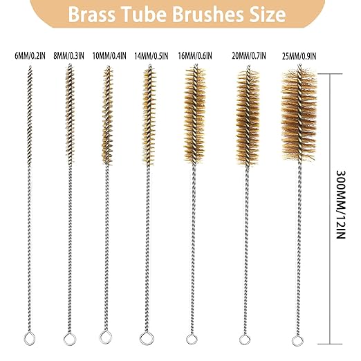 7pcs Brass Tube Brushes Bottle Brush Wire Tube Brushes, Long Wire Cleanling - Image 3