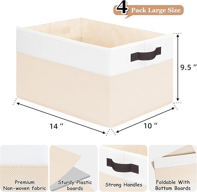 Criusia 4 Pack Baby Clothes Organizer Bins, Fabric Collapsible Storage Baskets - Image 2
