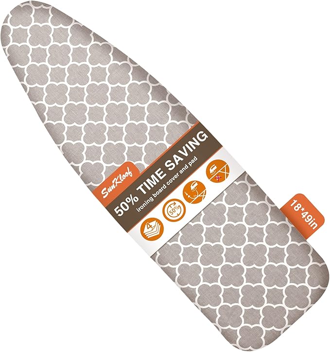 Extra Wide Ironing Board Cover and Pad, 18X49 Reflective Silicone Ironing Board by SUNKLOOF