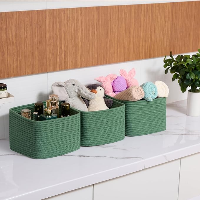 Small Organizing Baskets for Cubes Shelf, 9.7x9.7x7.1 Inch Rope Woven Storage - Image 6