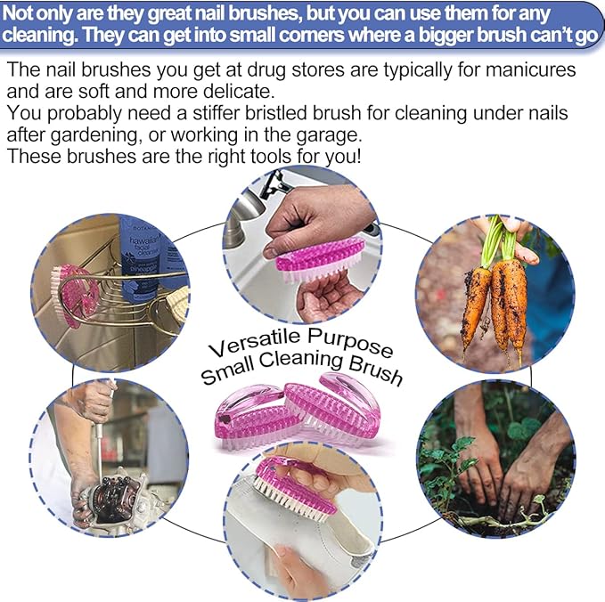 Handle Grip Nail Brush for Cleaning Fingernails Hands & Under Nails, Stiff - Image 4