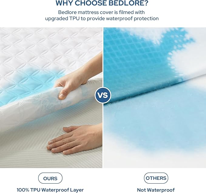 BEDLORE Waterproof Mattress Protector, Twin XL Size Mattress Pad - Image 2