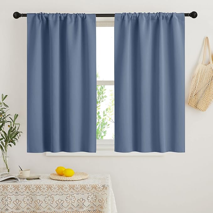 RYB HOME 45 inch Curtains for Kitchen Room Darkening Privacy Mini Curtain for by RYBHOME