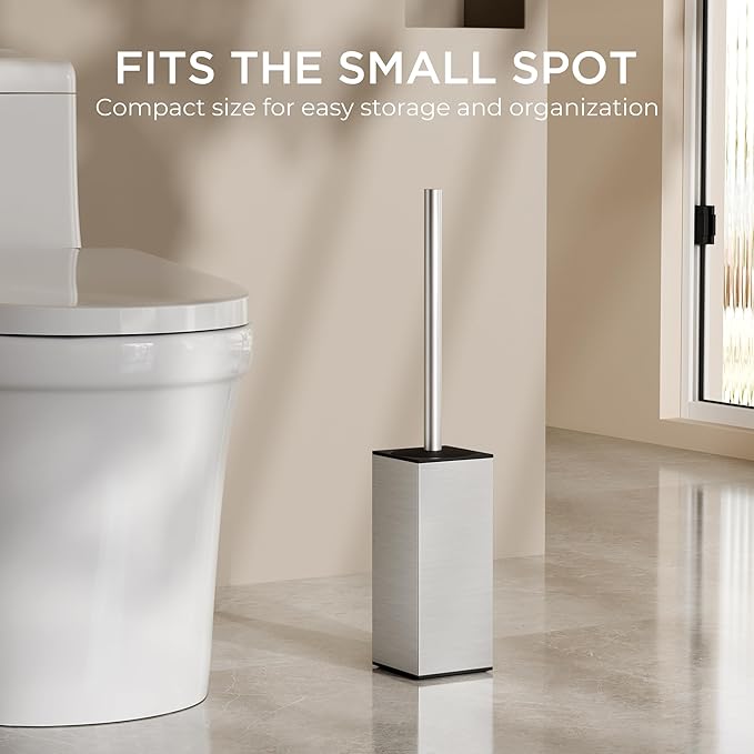 FORIOUS Toilet Brush and Holder Set, Heavy Duty 304 Stainless Steel Base Square - Image 6