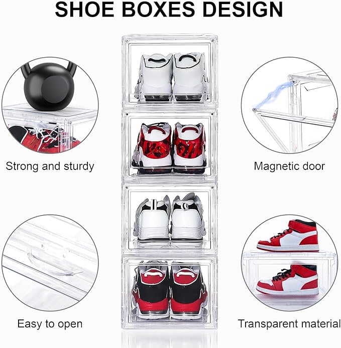 12 Pack Acrylic Shoe Boxes, Ultra Clear Shoe Boxes Stackable, Shoe Storage Box - Image 3