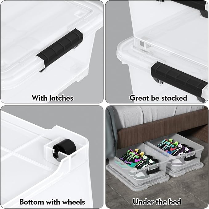 20 Quart Clear Plastic Under Bed Storage Bin - Image 3