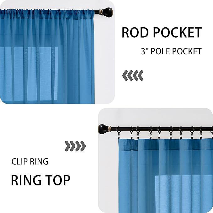 Tollpiz Short Sheer Door Curtains Closet Linen Textured Curtains Sheer Doorway - Image 5