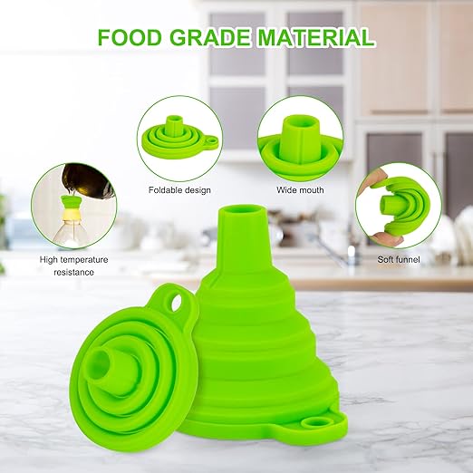 Kitchen Funnel Set 7 Pack, Collapsible Silicone Funnel - Image 4