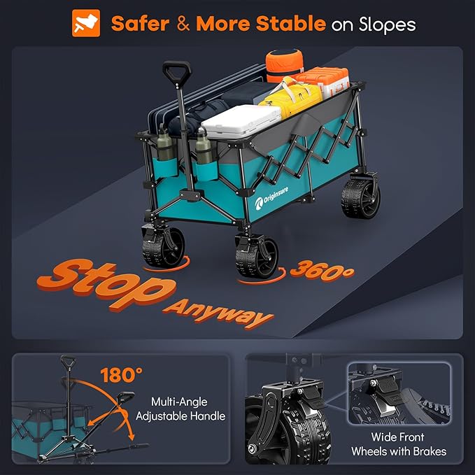 220L Collapsible Wagon Cart Foldable, 460lbs Load Capacity Heavy Duty Folding - Image 8