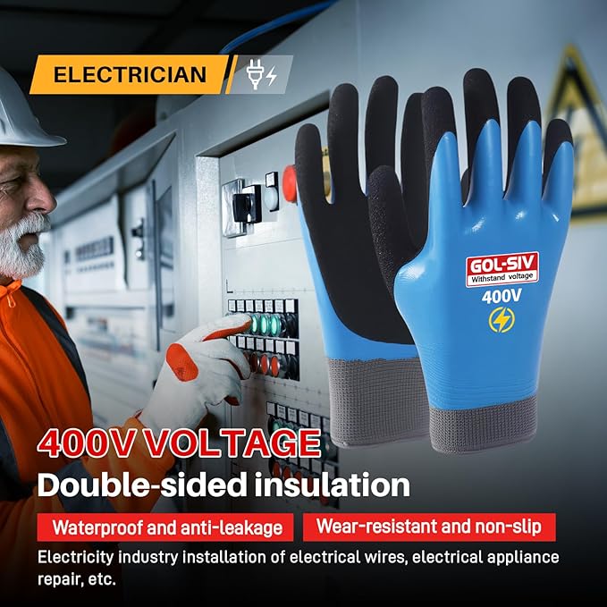 Double Insulated Electrical Gloves, 400V Low Voltage Electrician Safety Gloves - Image 2