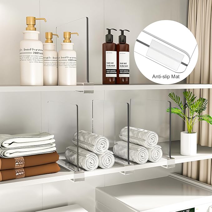 Shelf Dividers Purse Organizer for Closet: 6-Pack Acrylic Bag Storage Organizer - Image 7