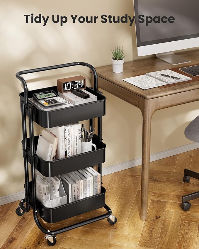Pipishell 3 Tier Mesh Utility Cart, Rolling Metal Organization Cart - Image 7