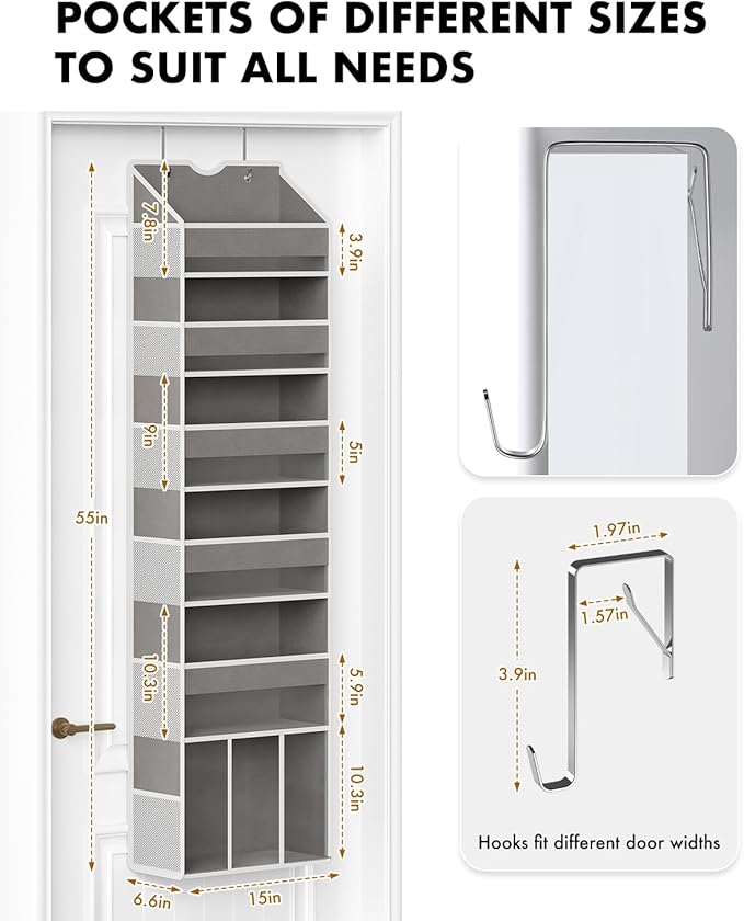Over The Door Organizer Storage - 50lb Heavy Duty 6 Shelf Over Door Organizer - Image 2
