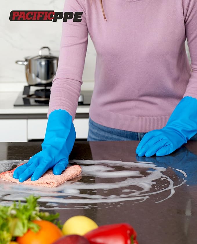 PACIFIC Cleaning Gloves with Latex free, Dishwashing Kitchen Gloves with Cotton - Image 8