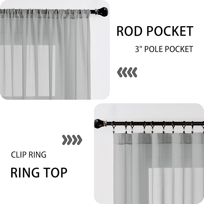 Tollpiz Sheer Door Curtains Closet Linen Textured Curtains Sheer Doorway Light - Image 5