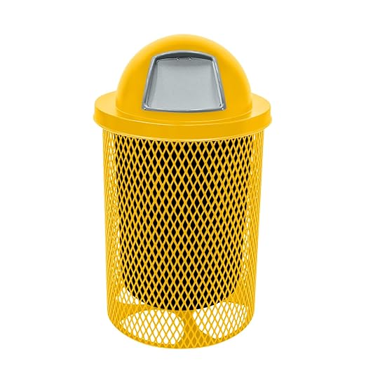 COATEDOUTDOORFURNITURE RDT-YEL Heavy Duty 32 Gallon Round Trash Receptacle by CoatedOutdoorFurniture