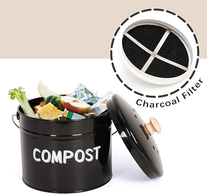 Compost Bin for Kitchen Counter, 1 Gallon Compost Bucket - Image 3
