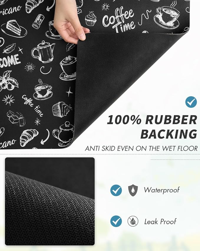 AMOAMI Coffee Mat Hide Stain Rubber Backed Absorbent Dish Drying Mat - Image 6