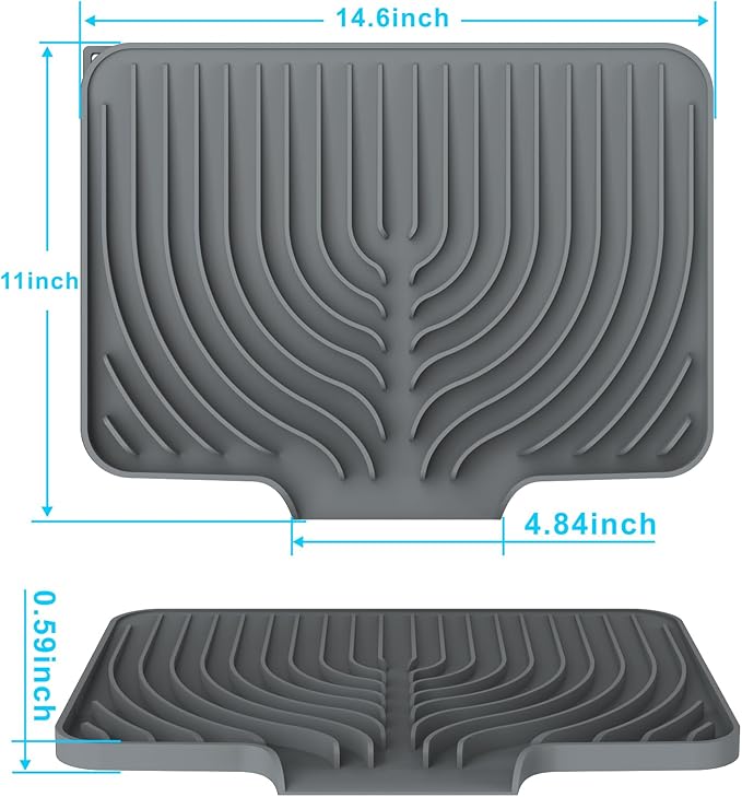 Dish Drying Matt for Kitchen Counter, 14.6"×11"Silicone Dry Rack Mat - Image 3