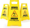 3-Pack Caution Wet Floor Sign, 17.5" Height, Bright Yellow Double-Sided Folding by Unknown