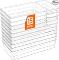 Lifewit 15 Pcs Large Bathroom Drawer Organizers, 3 Sizes Clear Plastic Storage by Lifewit