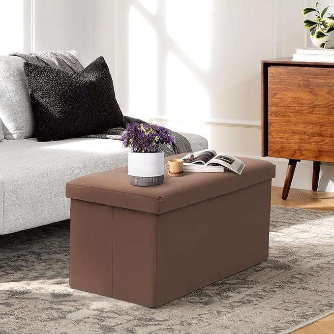 Athena Collection 30" Storage Ottoman Bench Folding Bench - Image 2