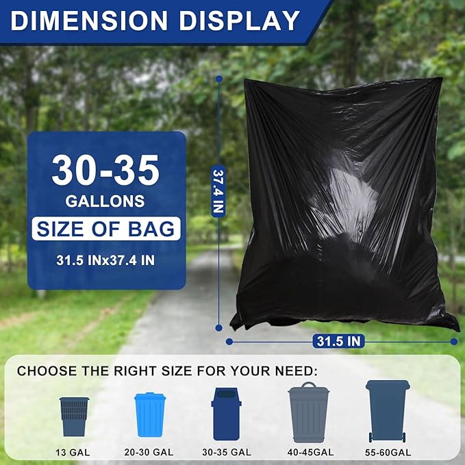 30-35 Gallon Black Trash Bags 120 Count - Image 3