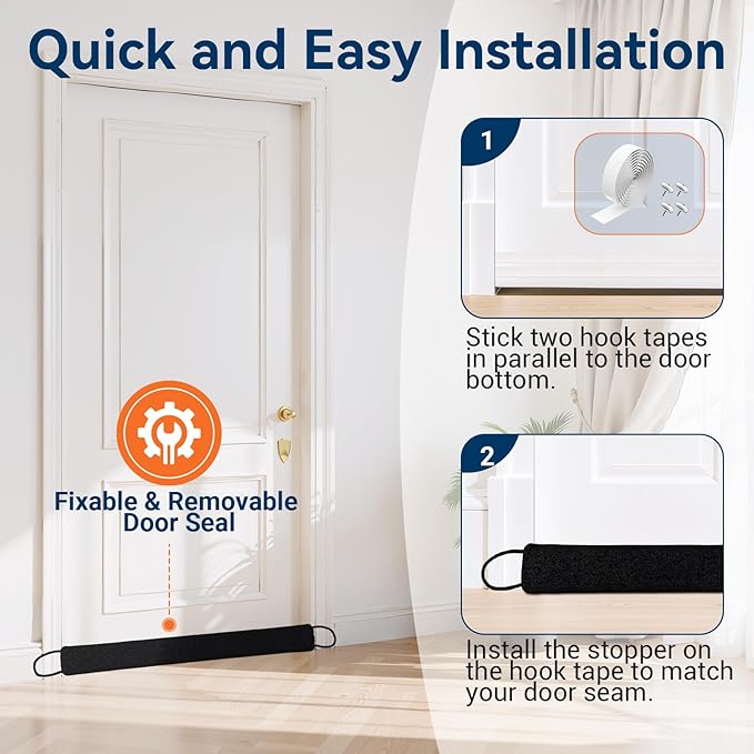 Door Draft Stopper for Bottom of Door, 36’’ Heavy Duty Under Door Draft Blocker - Image 5