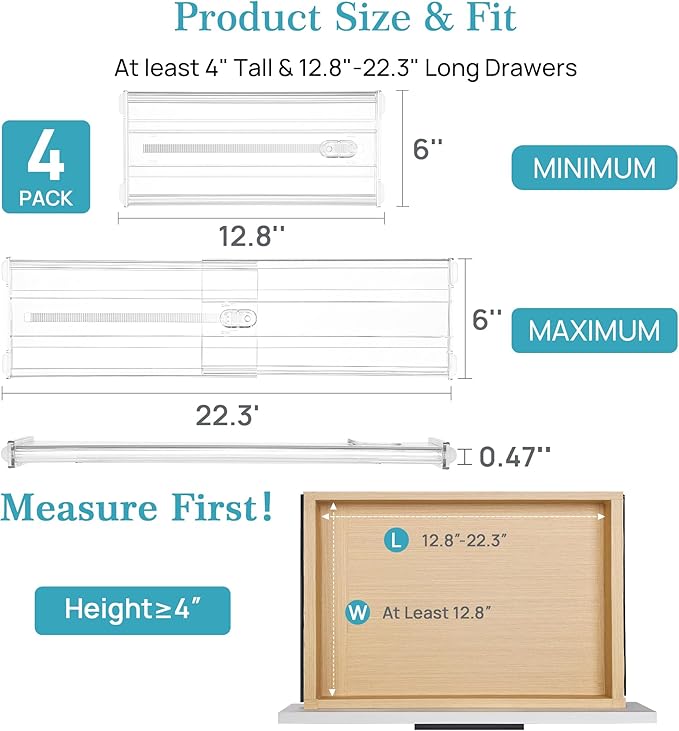 Vtopmart 4 Pack 6" Tall Upgrade Drawer Dividers - Image 2