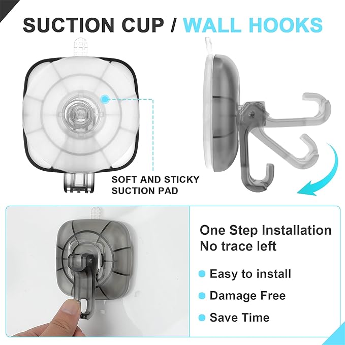 22 lb Heavy Duty Suction Cup Hooks 4 Pack - Image 3