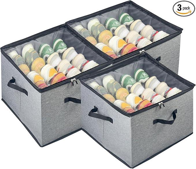 Shoe Organizer for Closet, 3 Pack Shoe Storage Bins by Vexalora