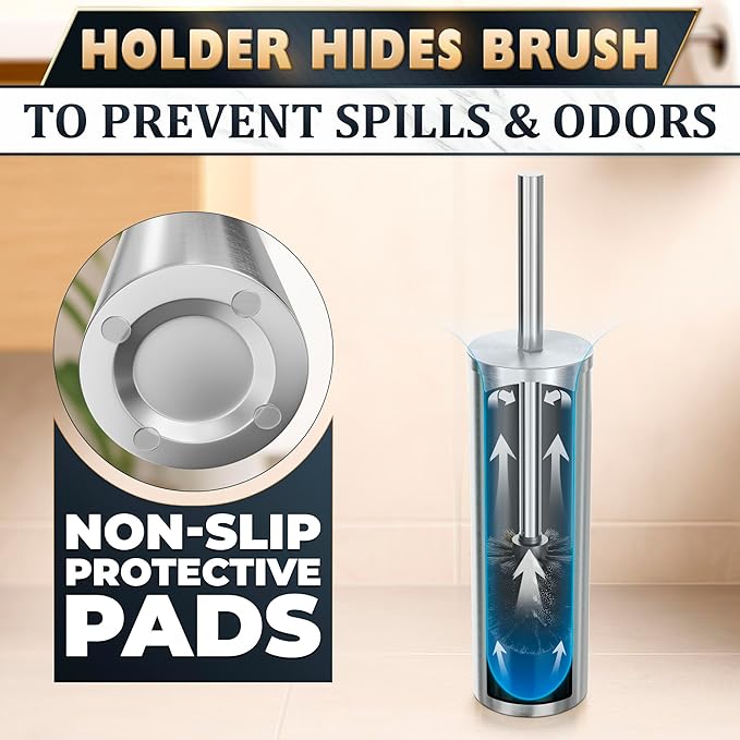 Stylish Stainless Steel Toilet Brush and Holder Set - Image 4
