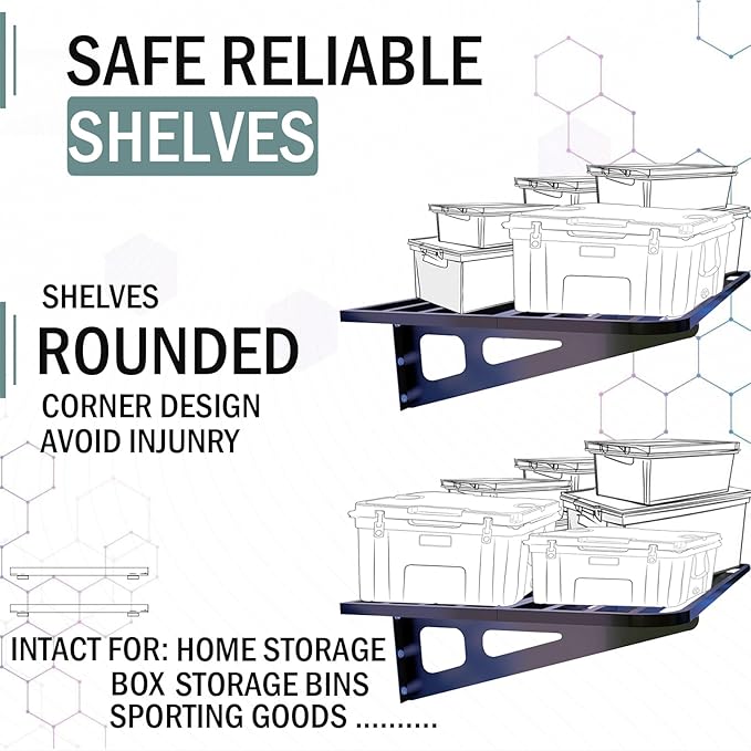 2-Pack 2x4ft Garage Wall Shelving, 2 Shelf Total 8 ft Garage Wall Storage - Image 4