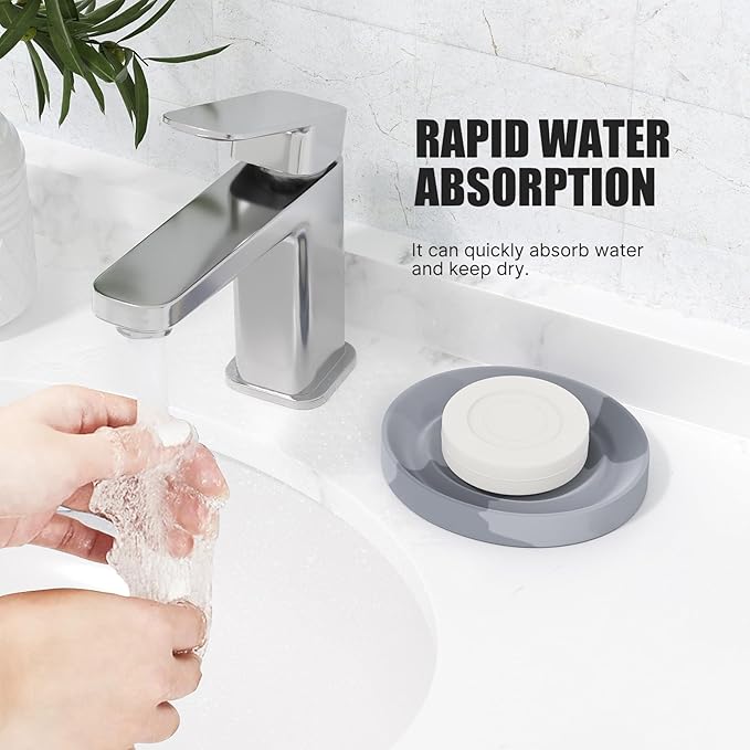 Diatomite Soap Dish Holder, Water Absorbent Stone Soap Dish, Quick Dry Stone - Image 8