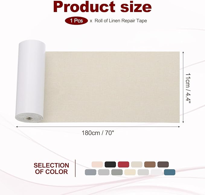 PATIKIL 70x4.4 Inch Linen Repair Tape, Repair Fabric Patch Self Adhesive Couch - Image 2