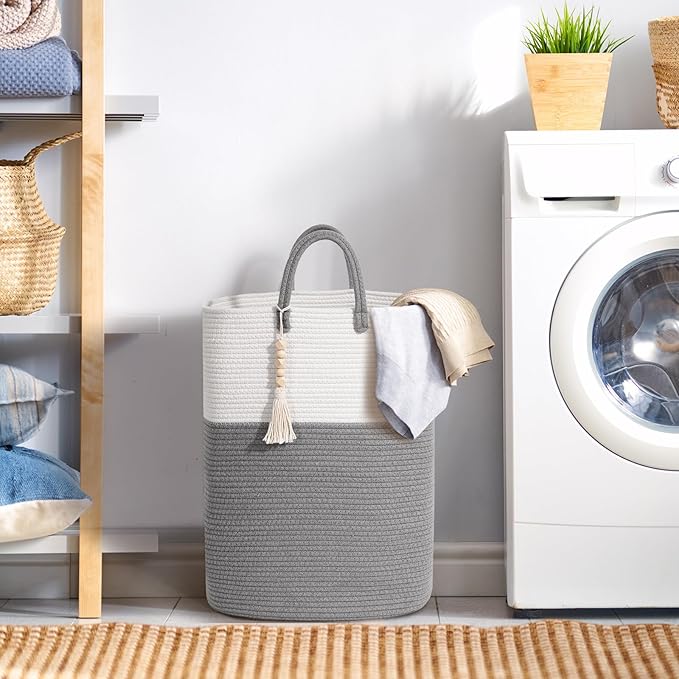 Woven Laundry Basket for Clothes, 65L Large Rectangle Laundry Hampers - Image 2