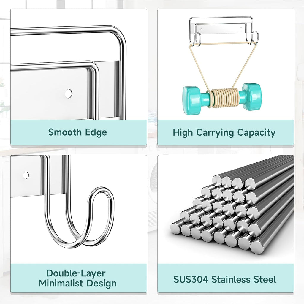 Ironing Board Hanger Wall Mount, Ironing Board Holder for T or Y Leg, Stainless Steel Iron Board Hanger, Laundry Room Wall Hook for Iron Board Holder (Silver)