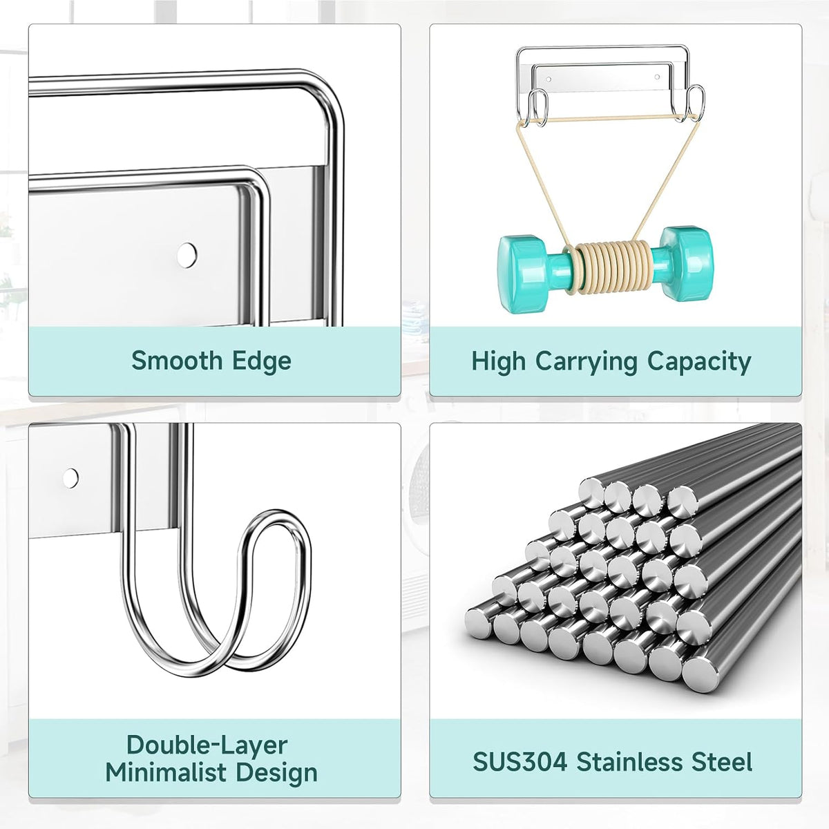 Ironing Board Hanger Wall Mount, Ironing Board Holder for T or Y Leg, Stainless Steel Iron Board Hanger, Laundry Room Wall Hook for Iron Board Holder (Silver)
