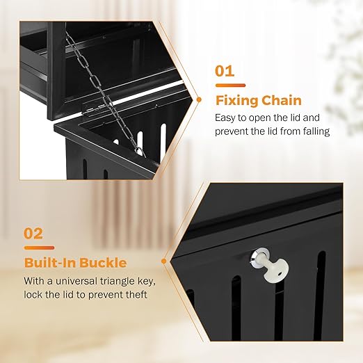 BEAMNOVA Black Trash Can Outdoor Top Tray Stainless Steel Commercial Garbage - Image 5