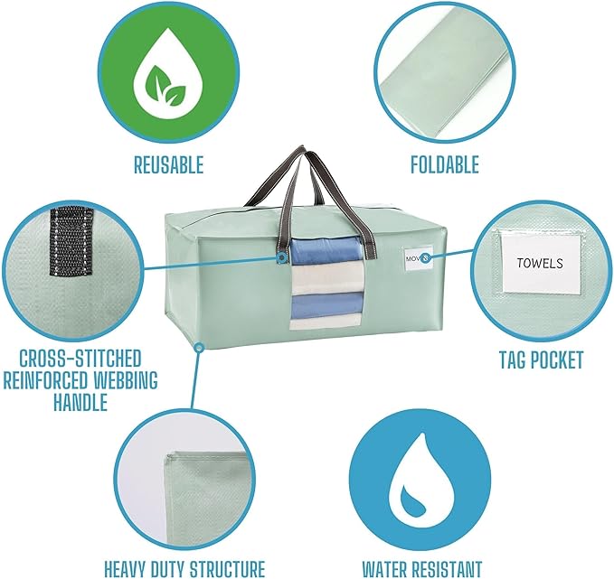 VENO 10 Pack Moving Bags for College, Heavy-Duty Storage Totes, Moving Boxes - Image 7