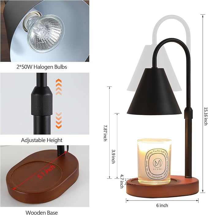 Black Candle Warmer Lamp with Timer and Dimmer, Mother's Day/Birthday/Christmas - Image 3