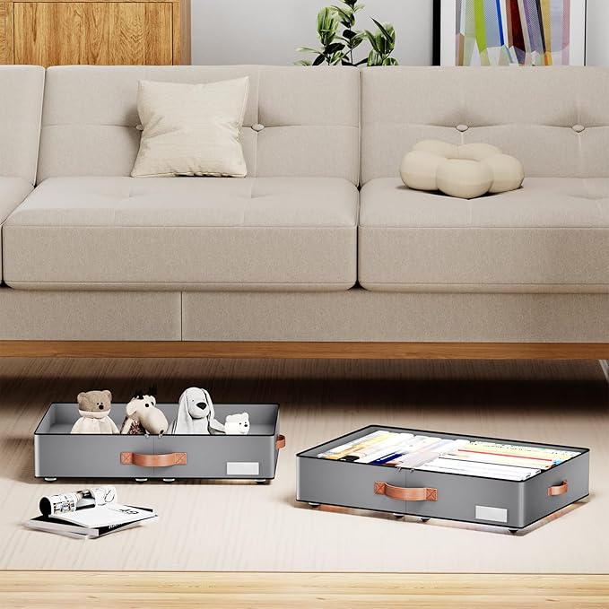 Under bed Storage With Wheels, Low profile 5.5 inches Height Storage Bins - Image 2
