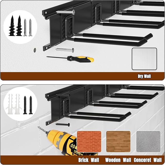 Garage Garden Tool Organizer Wall Mount, Heavy Duty Garage Tool Storage Rack 64 - Image 5